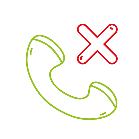 Color line phone lost call sign telephone icon vector illustration.のイラスト素材