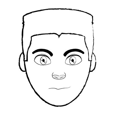 grunge man head user with facial expression and hairstyleのイラスト素材