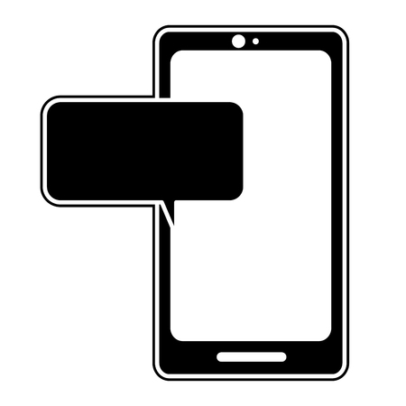 Silhouette smartphone technology with chat bubble messageのイラスト素材