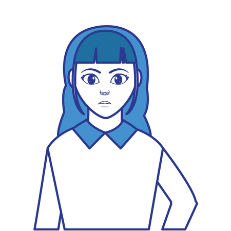 color avatar woman with hairstyle and blouse designのイラスト素材