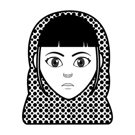 Filling texture woman head with facial expression and hairstyle vector illustration.のイラスト素材