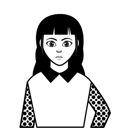 Filling texture avatar woman with hairstyle and blouse design vector illustration.のイラスト素材
