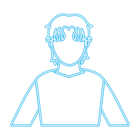 A neon line profile man with shirt and hairstyle design vector illustrationのイラスト素材