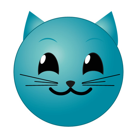 Blue happy cat face emoji expression vector illustration.のイラスト素材