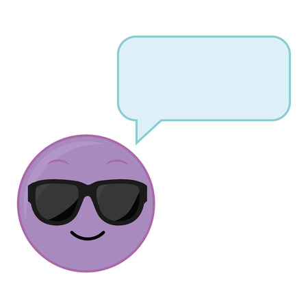 emoji cool face with chat bubble vector illustrationのイラスト素材