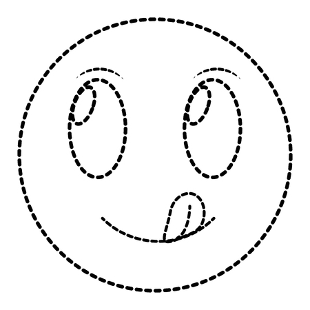 Dotted shape funny face gesture symbol expression vector illustration.のイラスト素材