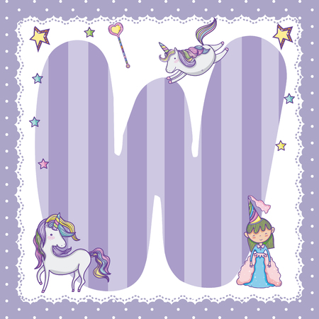 W alphabet letter for kids Vector illustration.のイラスト素材