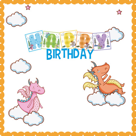 happy birthday magic world cute cartoons concept vector illustration graphic designのイラスト素材