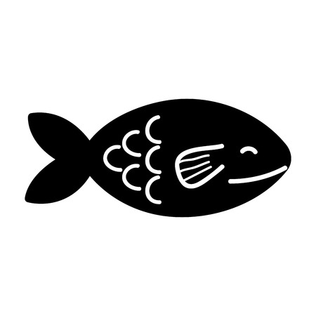 contour delicious and fresh fish food with nutrition vector illustrationのイラスト素材