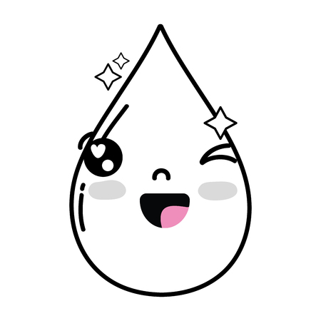 line kawaii cute funny water drop vector illustrationのイラスト素材