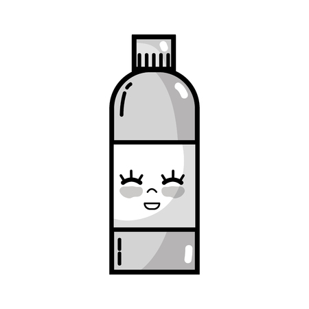 grayscale kawaii cute funny beverage bottle vector illustrationのイラスト素材