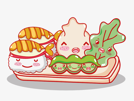 Japanese gastronomy cute kawaii cartoons vector illustration graphic design.のイラスト素材