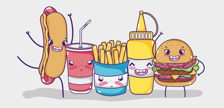 Fast food kawaii cartoon vector illustration graphic designのイラスト素材