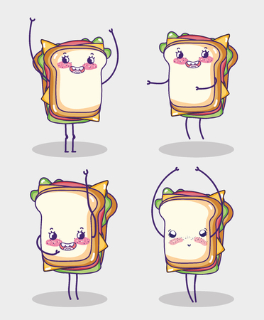 Fast food collection kawaii cartoons vector illustration graphic designのイラスト素材