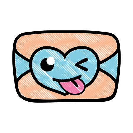 Grated funny love card kawaii cartoon vector illustration.のイラスト素材