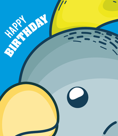 Birthday card with parakeet cartoon designのイラスト素材