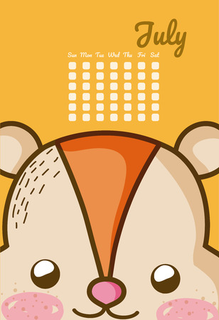 Cute squirrel calendar cartoon vector illustration graphic designのイラスト素材