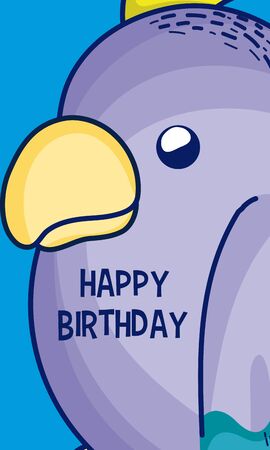 Happy birthday to you parakeet cartoon vector illustration graphic designのイラスト素材