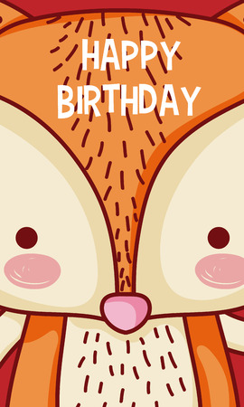 Happy birthday to you fox cartoon vector illustration graphic designのイラスト素材
