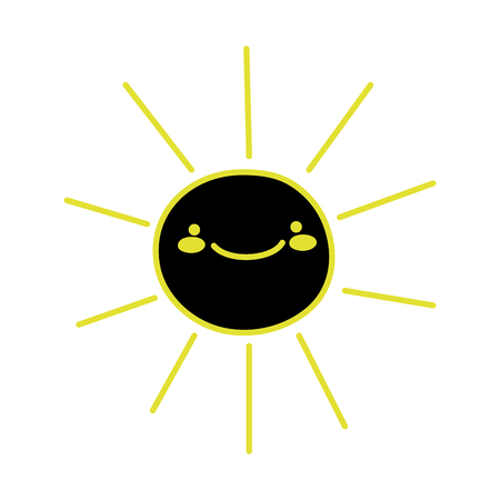 neon flat happy sun nature weather kawaii vector illustrationのイラスト素材