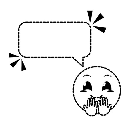 Dotted cute smiley with chat bubbleのイラスト素材