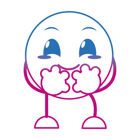 degraded line nice emoji expression with arms and legs vector illustrationのイラスト素材