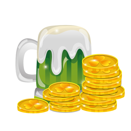 beer alcohol glass with gold coinsのイラスト素材