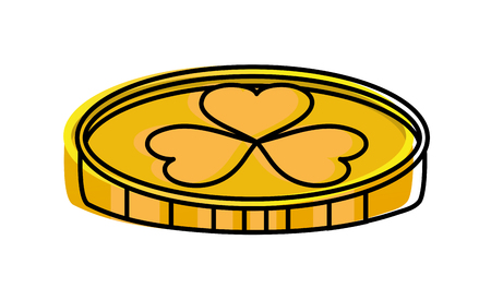 moved color gold coin money with clover signのイラスト素材