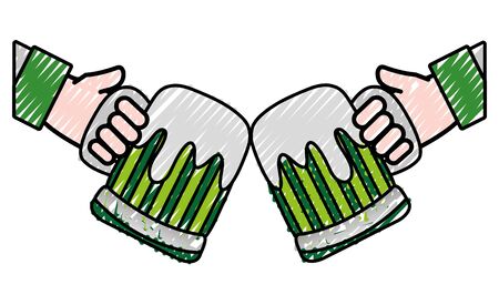 grated hands men with beers alchool glass vector illustrationのイラスト素材