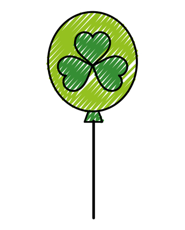 grated balloon with clover plant sign to celebrate vector illustrationのイラスト素材
