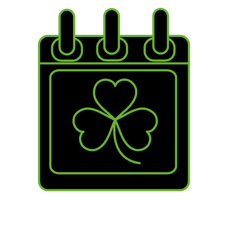 neon flat clover plant inside calendar holiday celebrationのイラスト素材
