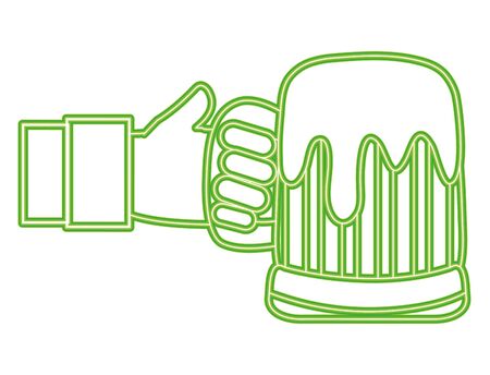 neon line hand man with beer alcohol glass vector illustrationのイラスト素材