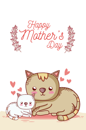 Happy mother's day card with cute animals cartoonsのイラスト素材