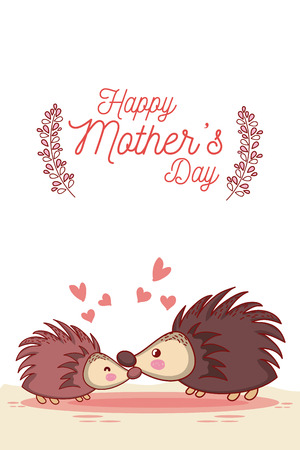 Happy mother's day card with cute animals cartoonsのイラスト素材
