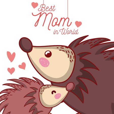 Happy mother's day card with cute animals cartoonsのイラスト素材