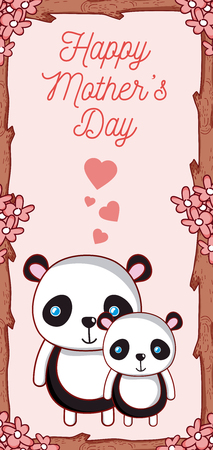 Happy mother's day card with cute animals cartoonsのイラスト素材