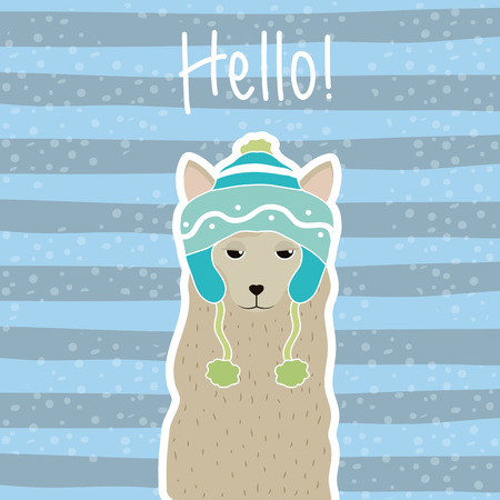 Hello cat cartoon illustrationのイラスト素材