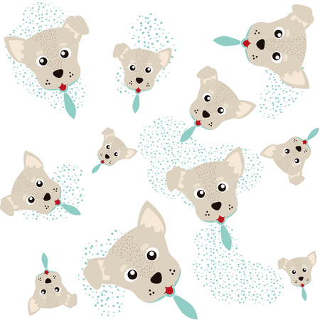 Cute animals dog pattern illustration on white background.のイラスト素材