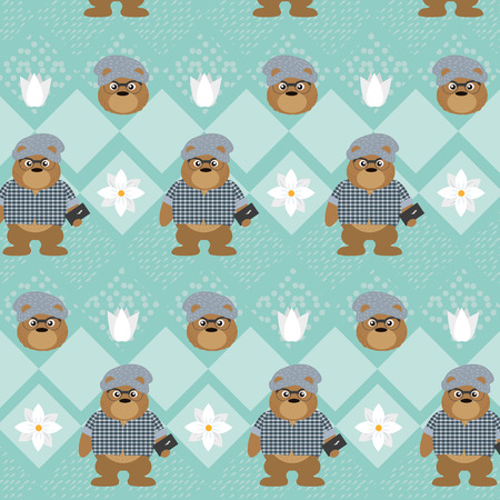 Cute animals pattern backgroundのイラスト素材