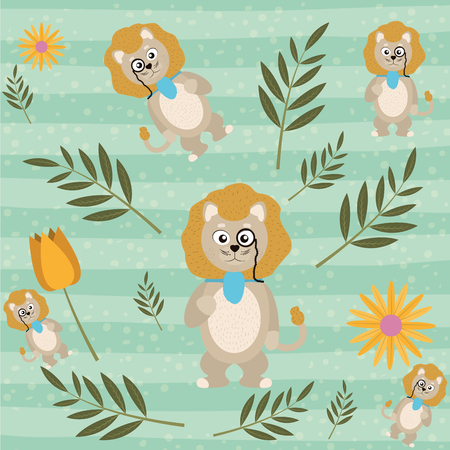 Cute animals pattern backgroundのイラスト素材