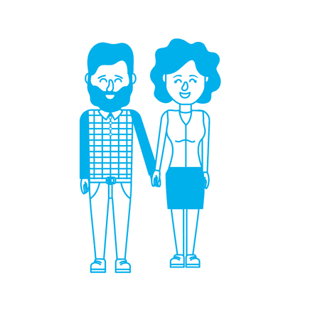 Silhouette of nice couple with hairstyle designのイラスト素材