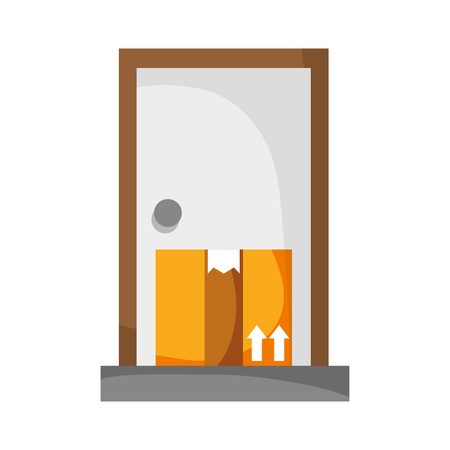 Hand drawn shipping package service delivery at the doorのイラスト素材
