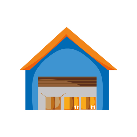 Hand drawn garage store service with delivery packageのイラスト素材