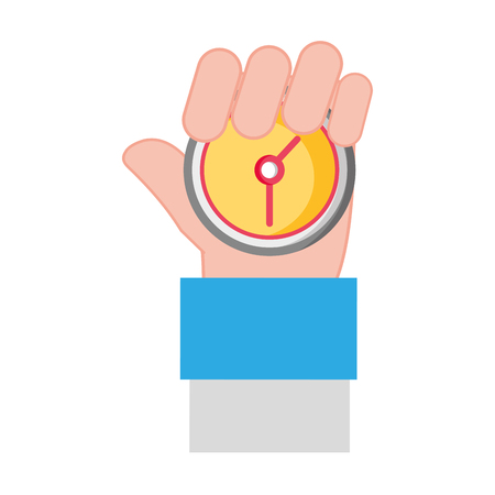 man hand with chronometer time objectのイラスト素材