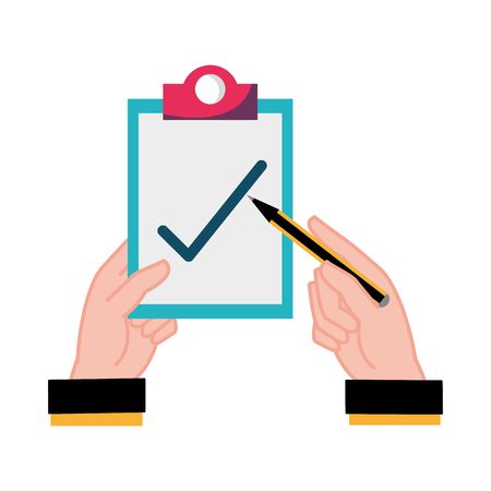 Man hands with pen and check list documentのイラスト素材