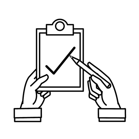 line man hands with pen and check list documentのイラスト素材
