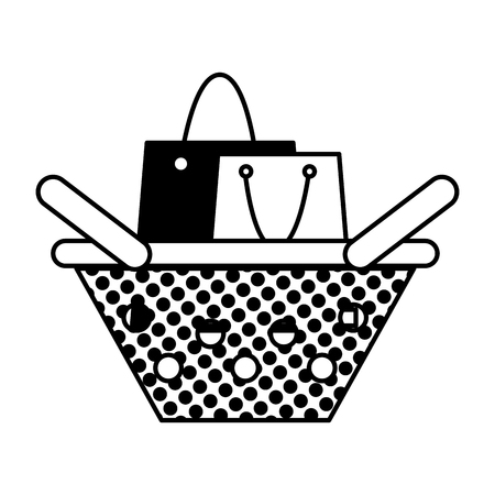 Filling texture shopping bag inside basketのイラスト素材