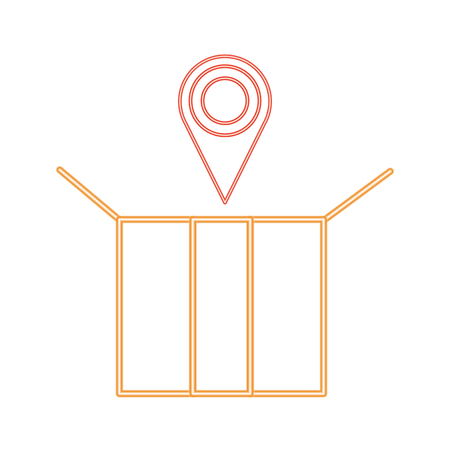 Neon line open delivery package with location symbolのイラスト素材