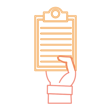 Neon line hand man with checklist documentのイラスト素材