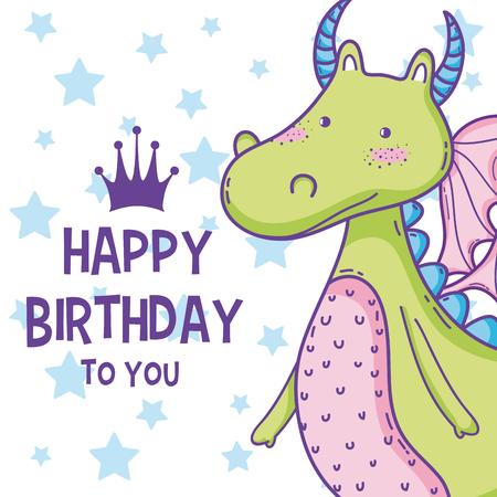 Happy birthday card with dragonのイラスト素材